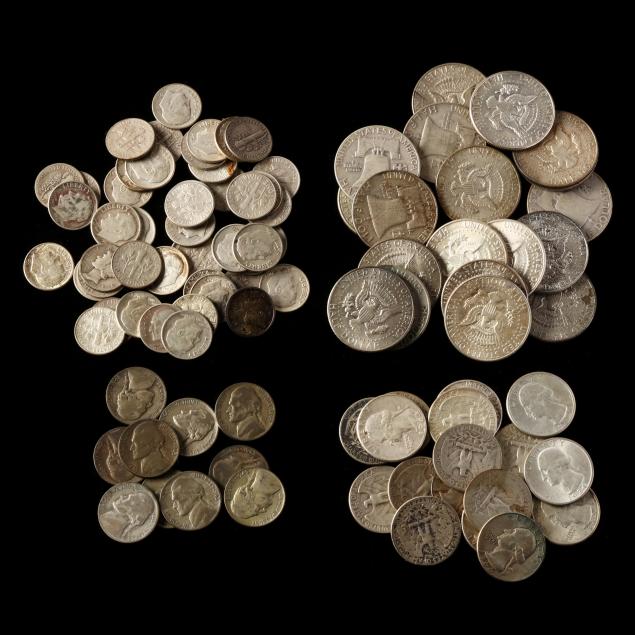20th-century-mostly-circulated-silver-coin-grouping
