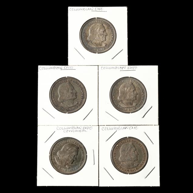 five-5-toned-1893-columbian-half-dollars