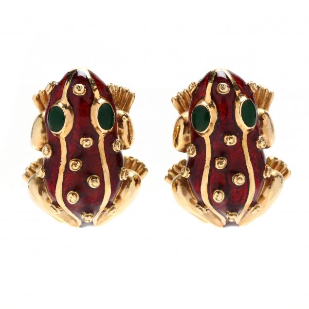 gold-enamel-and-emerald-frog-motif-earrings-david-webb