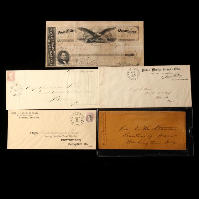 an-antebellum-post-office-pay-order-and-four-official-civil-war-postal-covers