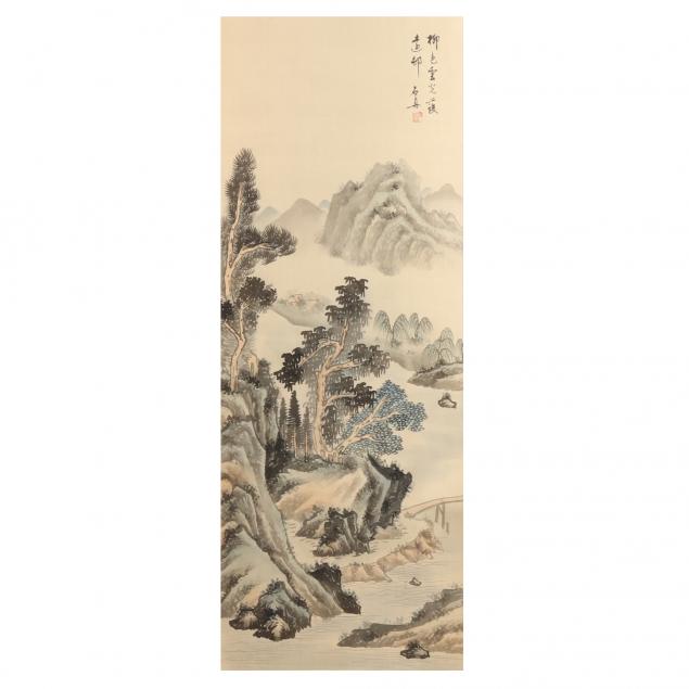 a-chinese-hanging-scroll-painting-of-a-landscape