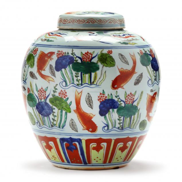 a-large-chinese-ginger-jar-and-cover-with-ming-style-fish-decoration