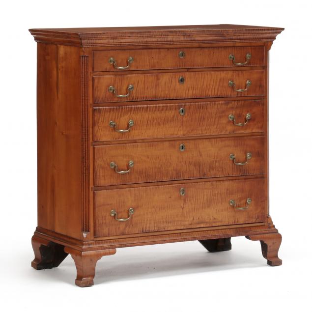 new-england-chippendale-tiger-maple-chest-of-drawers