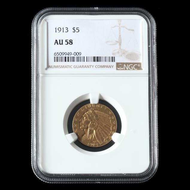 1913-indian-head-5-gold-half-eagle-ngc-au58