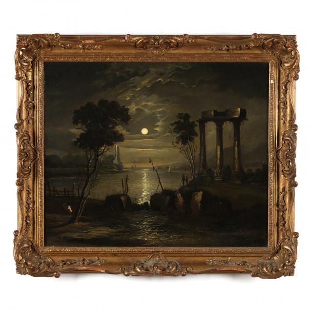 follower-of-abraham-pether-british-1756-1812-moonlit-river-scene-with-a-capriccio-of-ruins