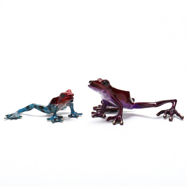 barry-stein-two-enameled-bronze-treefrogs