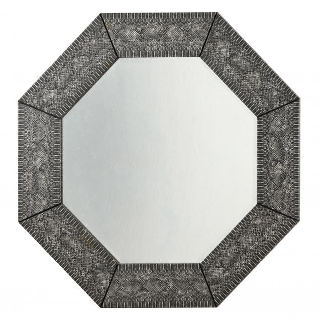faux-snake-skin-wrapped-octagonal-mirror
