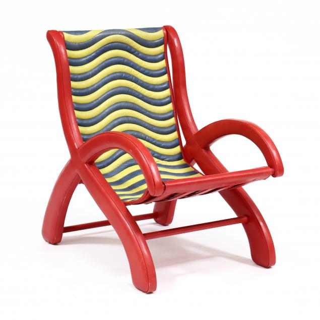 tim-o-walker-american-20th-century-memphis-leather-wrapped-campeche-chair