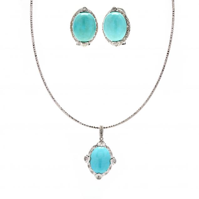 white-gold-and-turquoise-necklace-and-earrings