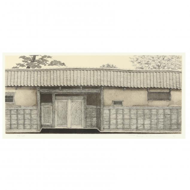 tanaka-ryohei-japanese-1933-2019-etching-of-a-japanese-house