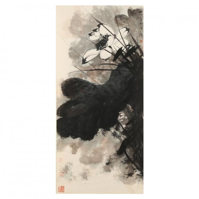contemporary-chinese-hanging-scroll-painting-of-lotus
