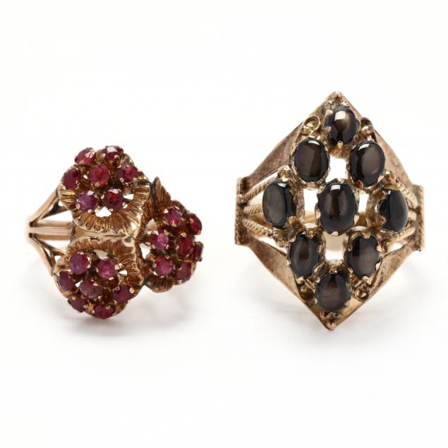 two-gold-and-gem-set-rings