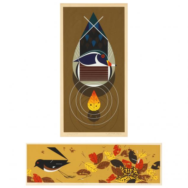 charley-harper-american-1922-2007-i-wood-duck-best-dressed-i-i-box-turtle-homebody-i-two-works