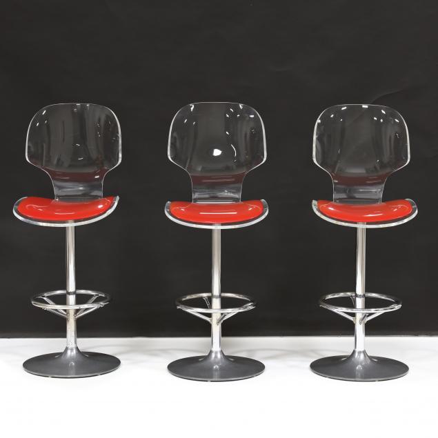 three-vintage-lucite-barstools