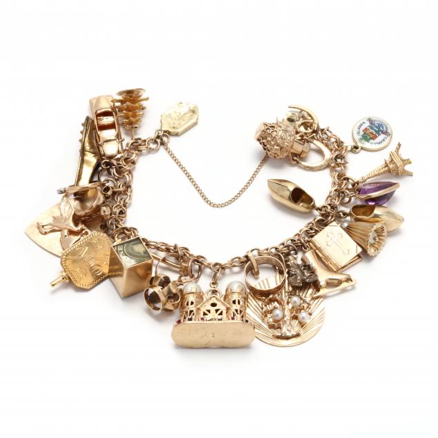vintage-gold-charm-bracelet-with-charms
