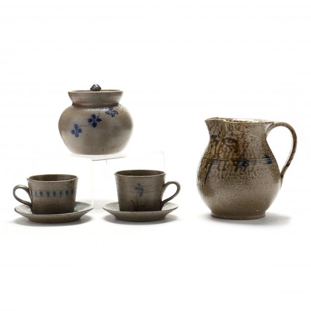 six-jugtown-nc-salt-glazed-pottery-vessels