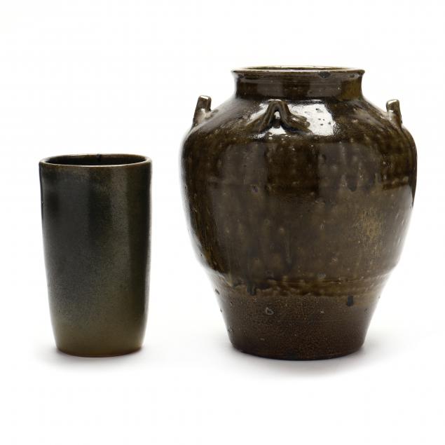 two-north-carolina-pottery-frogskin-glazed-vessels