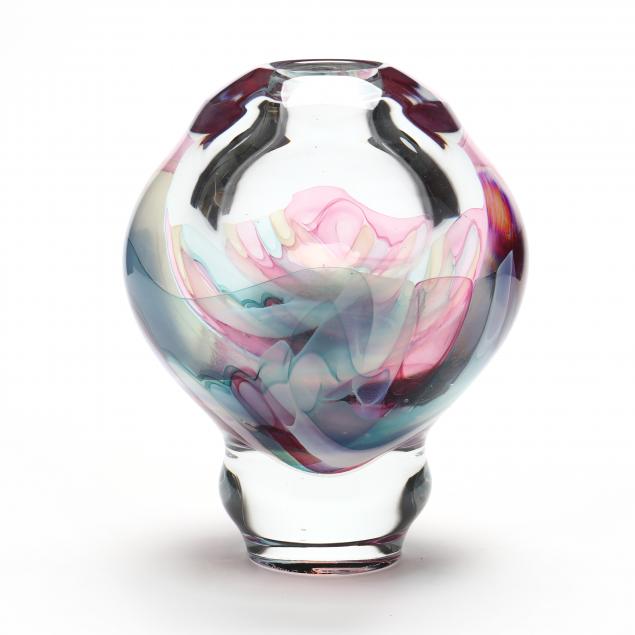 gary-beecham-nc-b-1955-i-geometric-textile-i-art-glass-vase