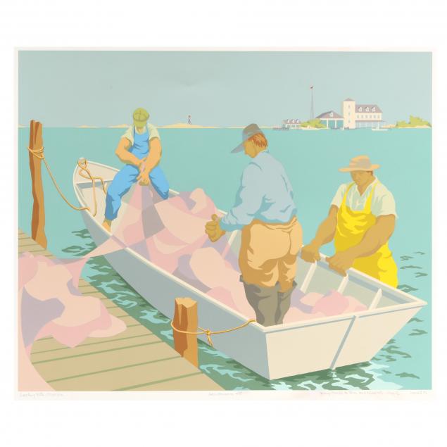 claude-howell-nc-1915-1997-i-loading-nets-ocracoke-i