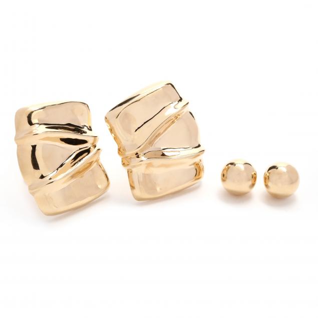 two-pairs-of-gold-earrings