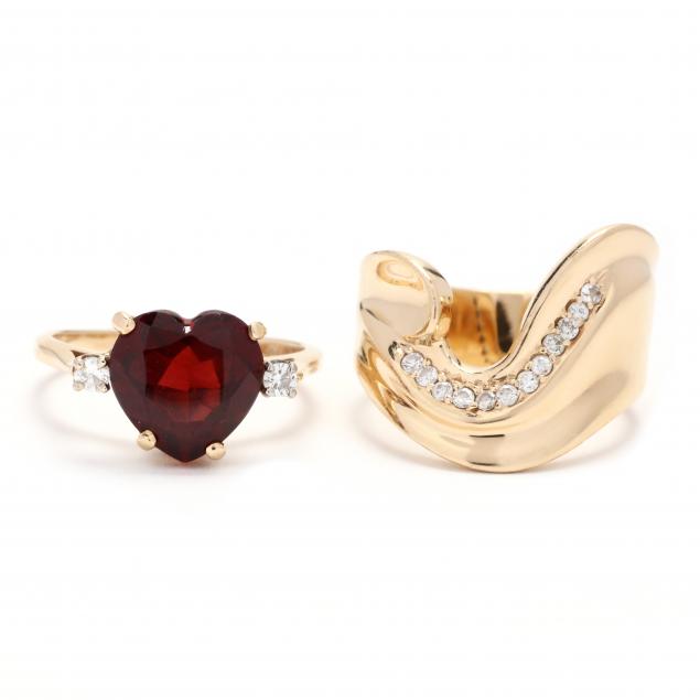 two-gold-and-gem-set-rings