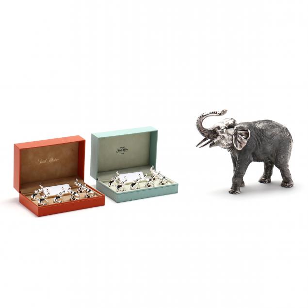 a-grouping-of-elephant-theme-silverplate-table-figures