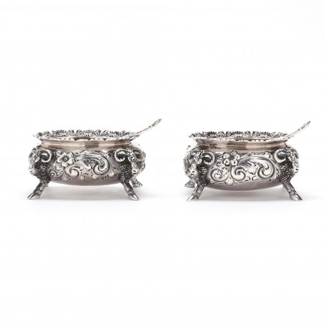 a-pair-of-durgin-sterling-silver-master-salt-cellars-and-spoons