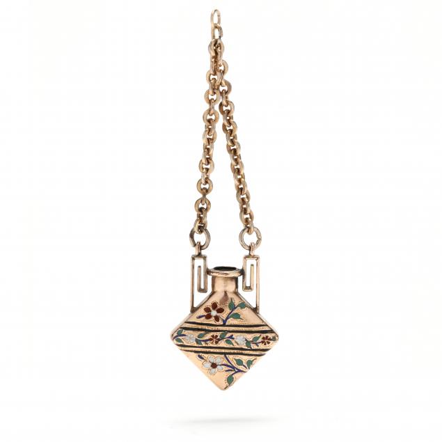 antique-gold-and-enamel-scent-bottle-pendant