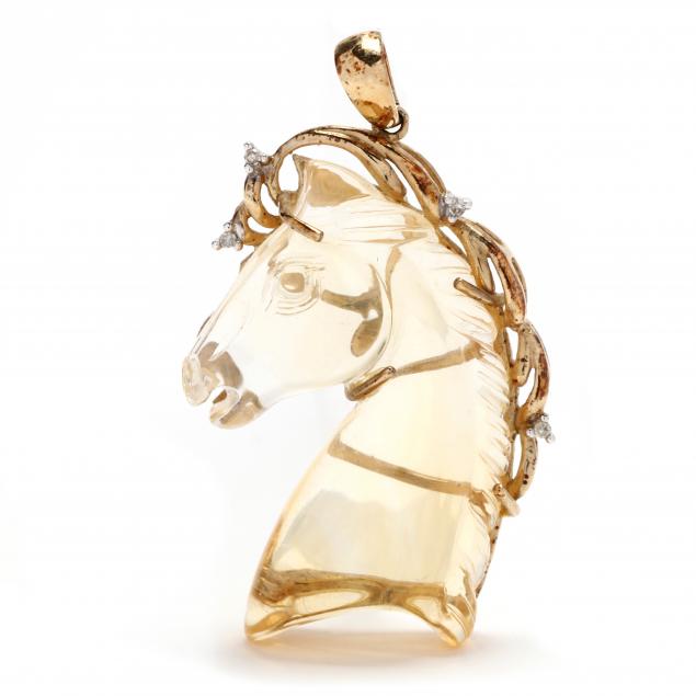 gold-carved-citrine-and-diamond-horse-motif-pendant