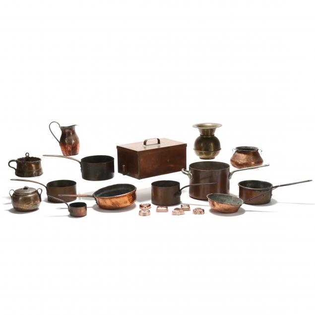 collection-of-19-antique-and-vintage-copper-cookware-vessels