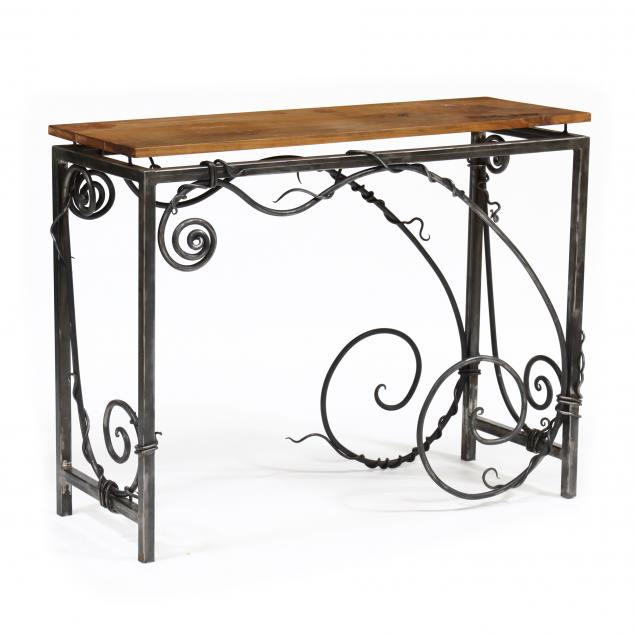 custom-iron-and-walnut-console-table