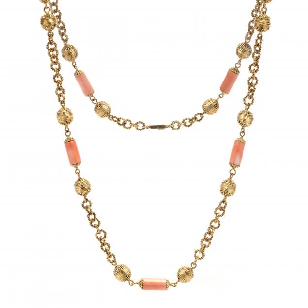 gold-and-angel-skin-coral-necklace