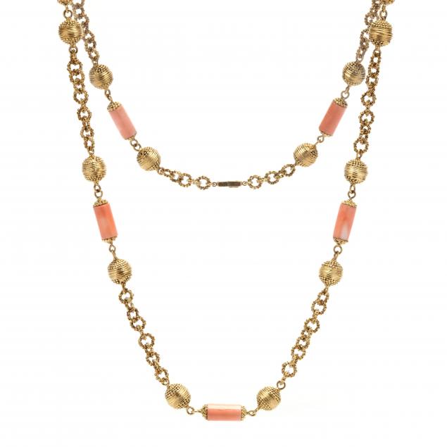 gold-and-angel-skin-coral-necklace