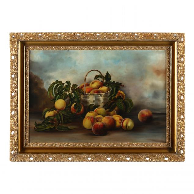 american-school-19th-century-still-life-with-a-basket-of-peaches
