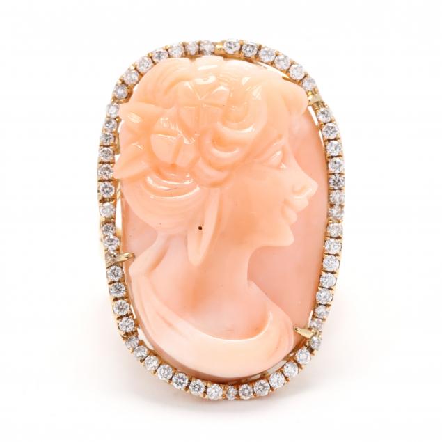 gold-angel-skin-coral-cameo-and-diamond-ring