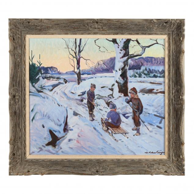 danish-school-20th-century-children-sledding