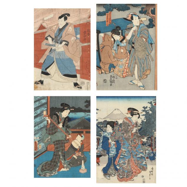 utagawa-kunisada-toyokuni-iii-japanese-1786-1865-four-japanese-woodblock-prints