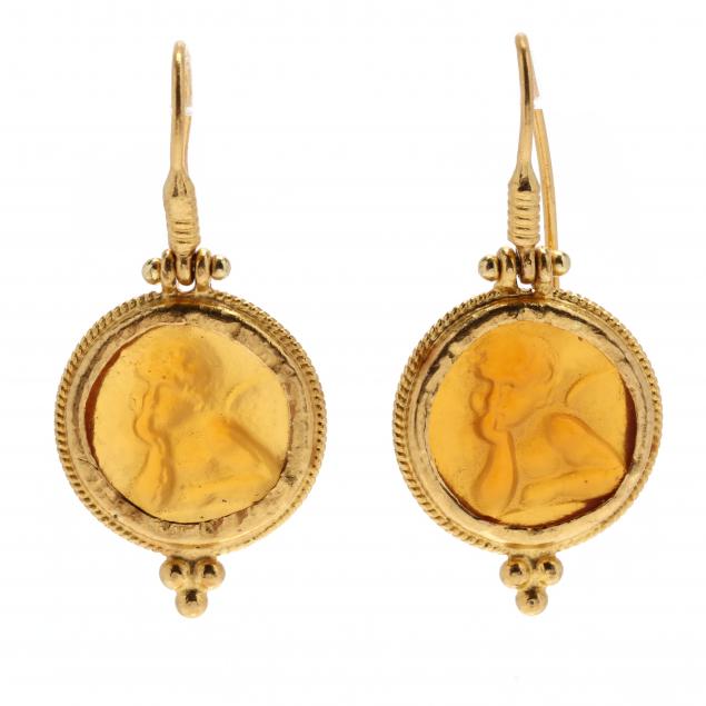 greco-roman-style-gold-and-glass-cameo-earrings