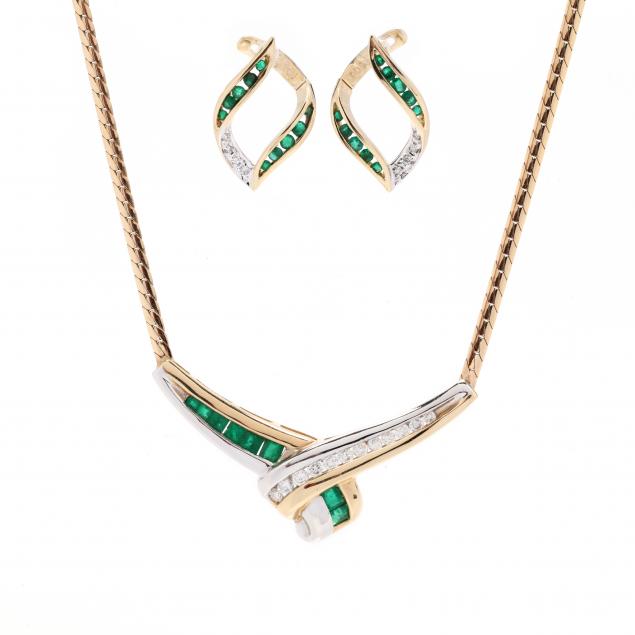 gold-emerald-and-diamond-necklace-and-earrings