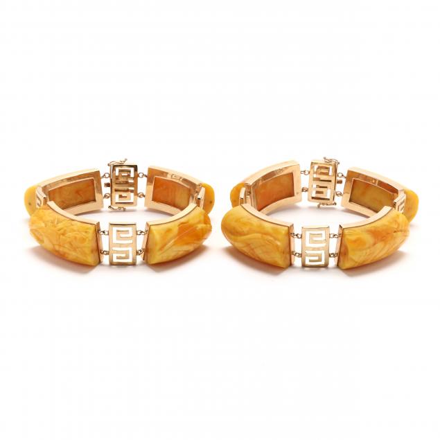 pair-of-amber-and-gold-bracelets