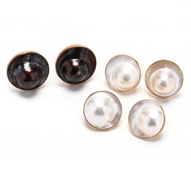 three-pairs-of-gold-and-blister-pearl-earrings
