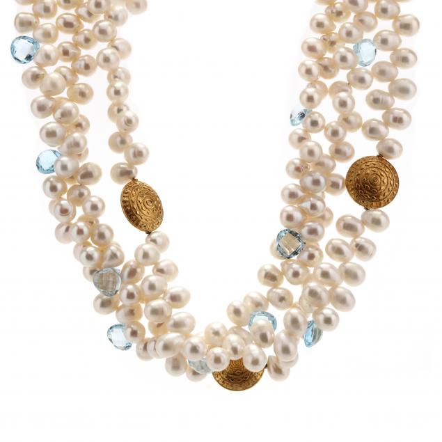multi-strand-pearl-and-blue-topaz-necklace