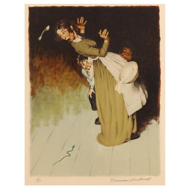 norman-rockwell-american-1894-1978-i-aunt-sally-frightened-by-a-snake-there-warn-t-no-harm-i