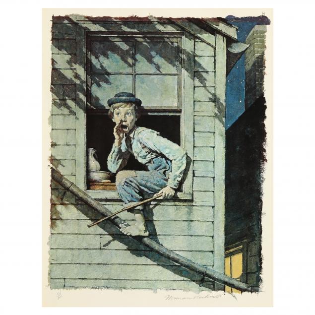 norman-rockwell-american-1894-1978-i-tom-sawyer-sneaking-out-the-window-i