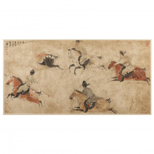 a-chinese-painting-of-men-playing-polo-on-horseback