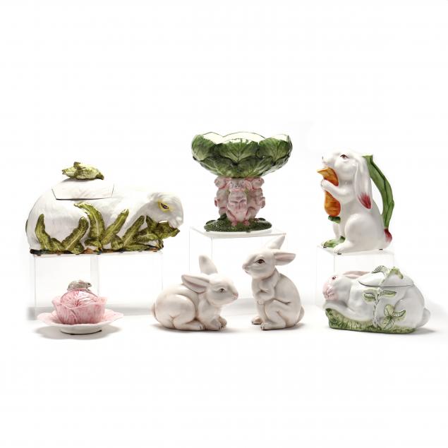 seven-italian-ceramic-bunny-theme-tableware-accessories
