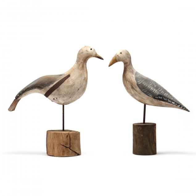 kenneth-roy-coghill-va-1954-2015-two-carved-seagull-decoys-on-stands