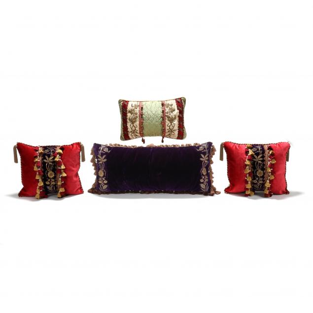 Manner of Rebecca Vizard Four Embroidered Pillows Lot 1500 Memorial Weekend AuctionMay 25 2023 9 00am