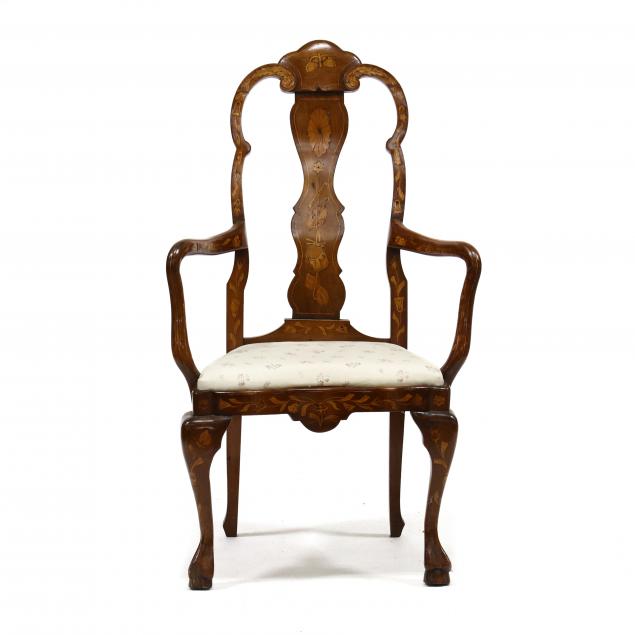antique-dutch-marquetry-inlaid-armchair