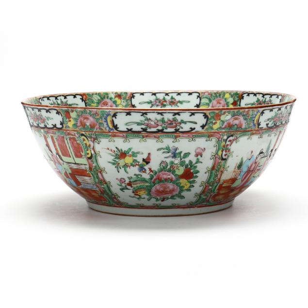 a-large-chinese-export-porcelain-rose-medallion-punch-bowl